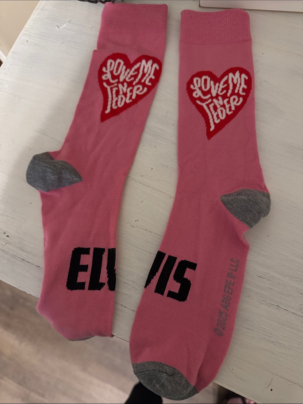 Pink Elvis Presley 'Love Me Tender' Heart Socks